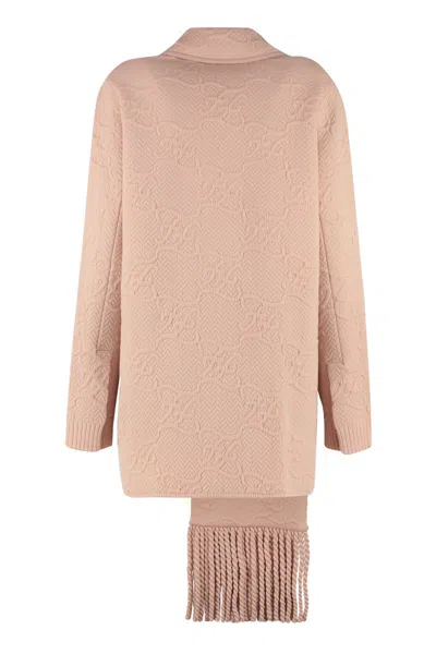 Shop Fendi Double-breasted Knit Jacket In Pink