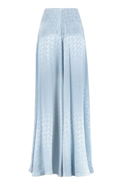 Shop Fendi Silk Skirt Pants In Blue