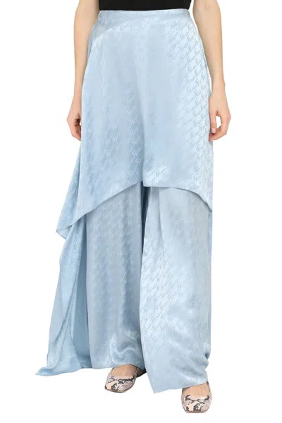 Shop Fendi Silk Skirt Pants In Blue