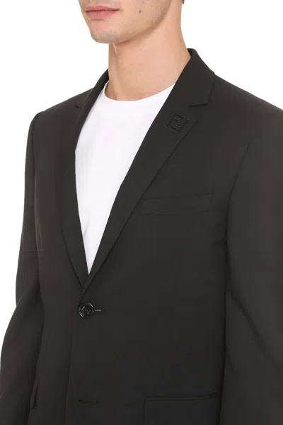 Shop Fendi Single-breasted Two Button Jacket In Black