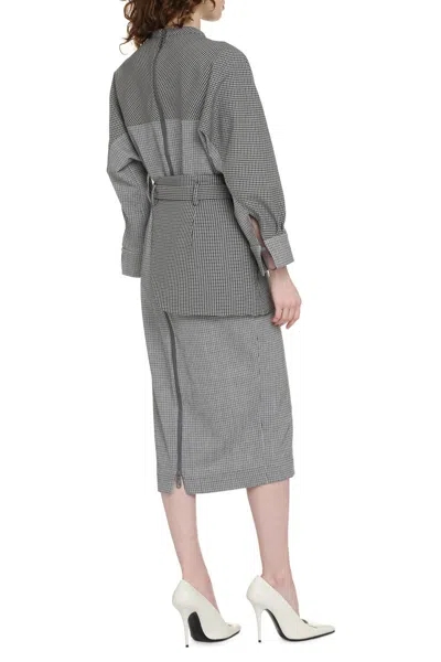 Shop Fendi Wool Sheath Dress In Grey