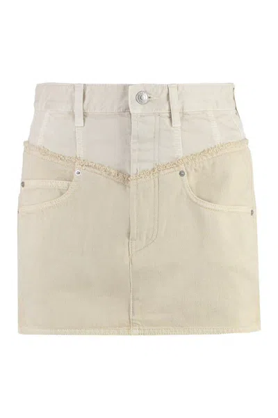 Shop Isabel Marant Narjis Denim Mini Skirt In Ecru