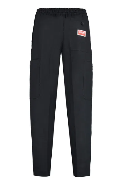Shop Kenzo Cotton Cargo-trousers In Black