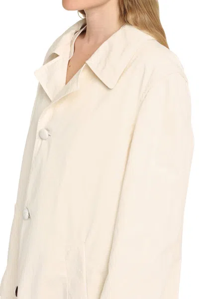 Shop Maison Margiela Button-front Cotton Jacket In Ivory