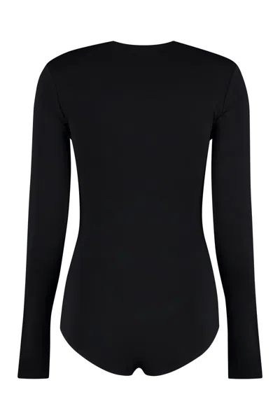 Shop Maison Margiela Long Sleeve Jersey Bodysuit In Black