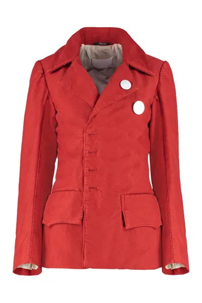 Shop Maison Margiela Maxi-pockets Detail Asymmetric Blazer In Red