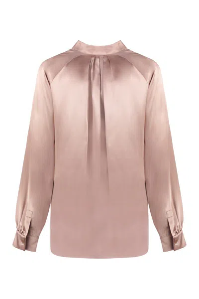 Shop Max Mara Tamigi Silk Blouse With Bow In Pink