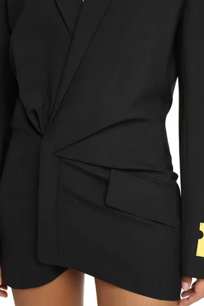 Shop Off-white Asymmetric Blazer Dress In Black