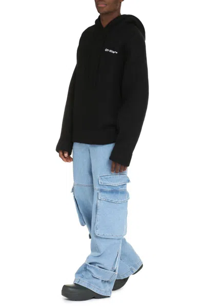 Shop Off-white Knitted Hoodie In Black
