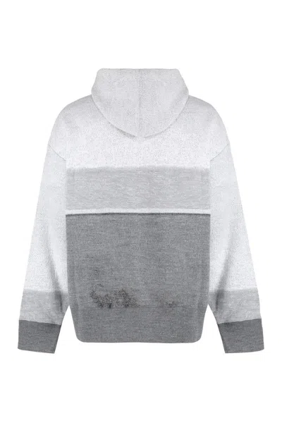 Shop Palm Angels Knitted Hoodie In Grey