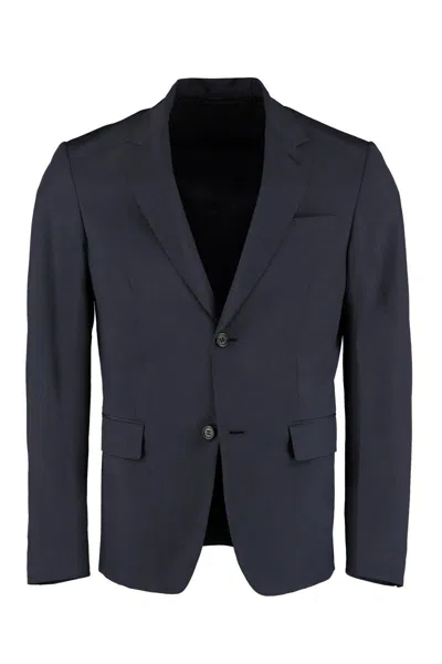 Shop Prada Virgin Wool Blend Single-breast Jacket In Blue