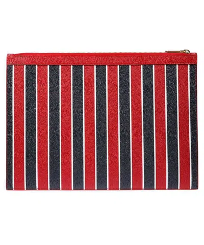 Shop Thom Browne Leather Flat Pouch In Multicolor