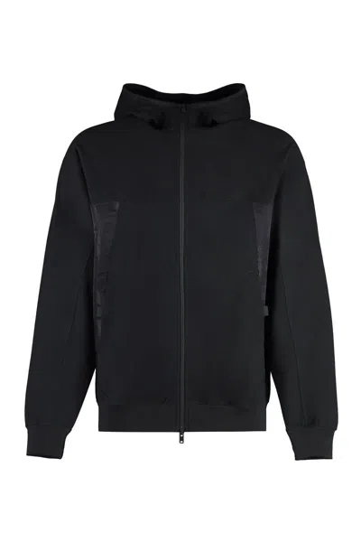 Shop Y-3 Adidas Terry Cotton Full Zip Hoodie In Black