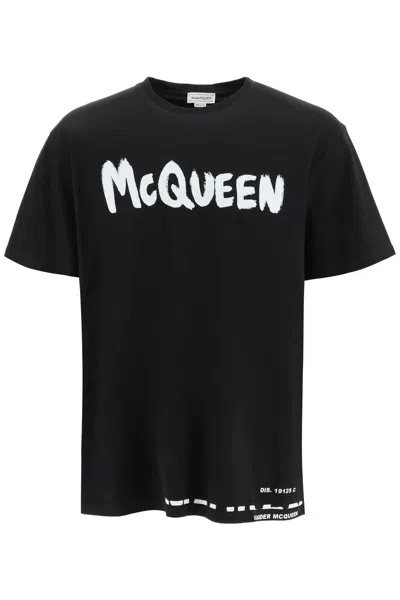Shop Alexander Mcqueen Mcqueen Graffiti T-shirt In Black