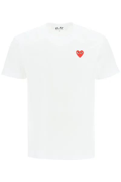 Shop Comme Des Garçons Play Patch Logo T-shirt In Bianco