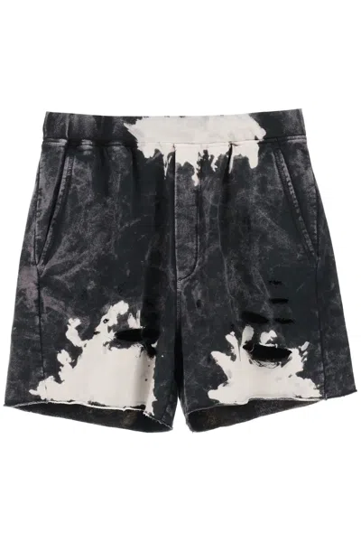Shop Dsquared2 'reverse Tie&dyed' Jersey Bermuda Shorts In Grey