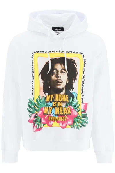 Shop Dsquared2 Bob Marley Print Hoodie In White