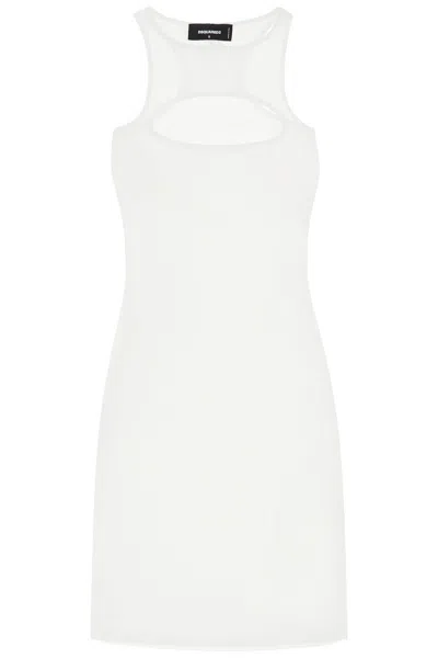 Shop Dsquared2 Short Bodycon Dress With Cut-out In White