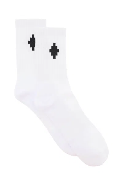 Shop Marcelo Burlon County Of Milan Cross Logo Sports Socks In White