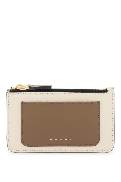 Shop Marni Tricolor Zippered Cardholder In Mixed Colours