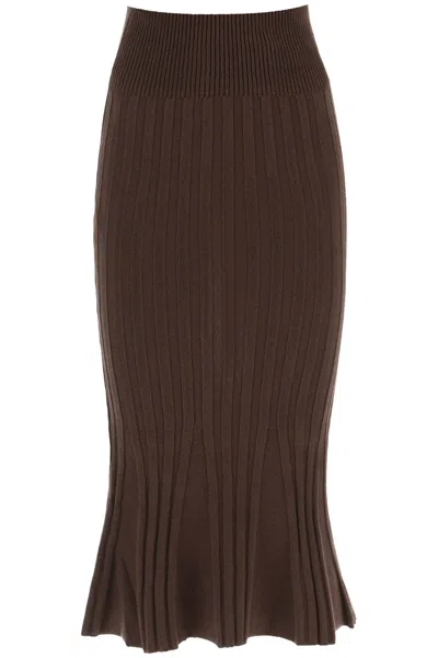 Shop Paloma Wool Mauri Midi Skirt In Ribbed Knit In Brown