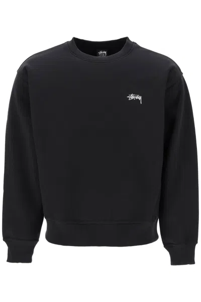 Shop Stussy Stock Embroidery Sweatshirt In Black
