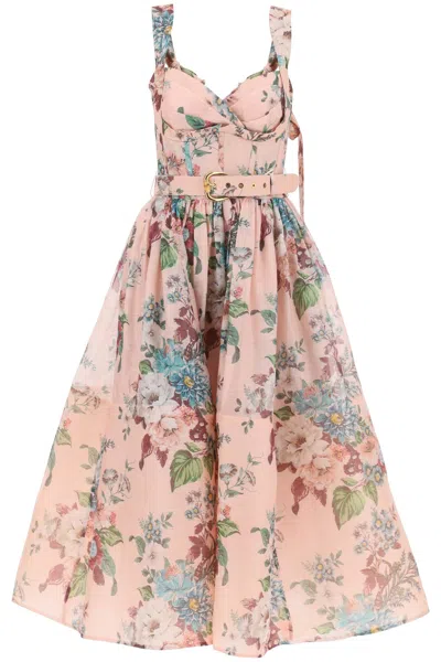 Shop Zimmermann Matchmaker Belted Bustier Dress In Rosa