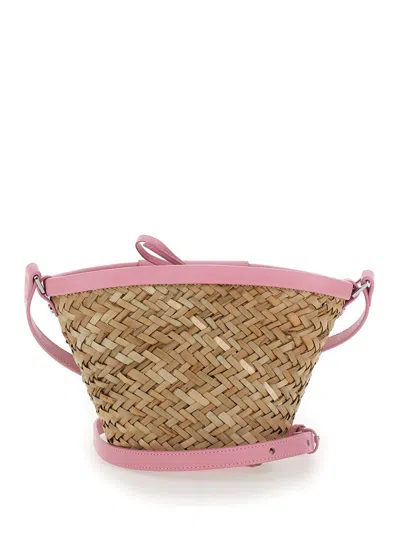 Shop Pinko 'love Summer' Beige Bucket Bag In Raffa Woman