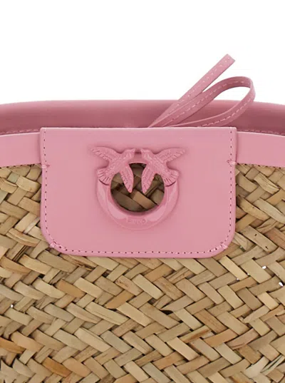 Shop Pinko 'love Summer' Beige Bucket Bag In Raffa Woman