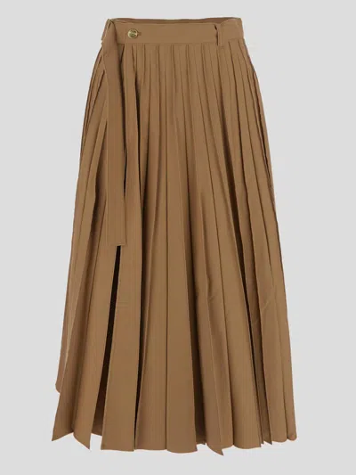 Shop Sacai X Carhartt Wip Cargo Pleated Midi Skirt In Beige