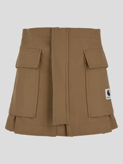 Shop Sacai X Carhartt Wip Shorts In Beige