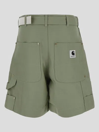 Shop Sacai X Carhartt Wip Shorts In Green
