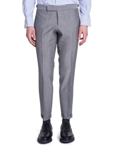 Thom Browne Low Rise Wool & Mohair Trousers In Light Grey