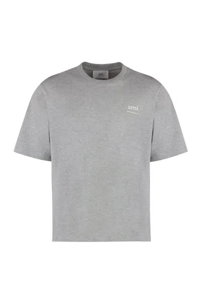 Shop Ami Alexandre Mattiussi Ami Paris Cotton Crew-neck T-shirt In Grey