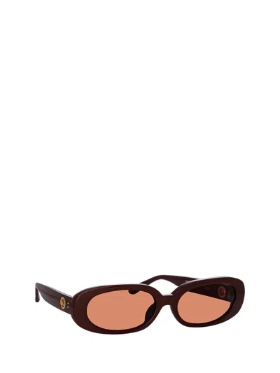 Shop Linda Farrow Sunglasses In Brown / Light Gold