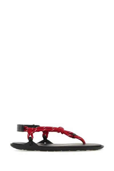 Miu Miu Cord-strap Leather Sandals In Red