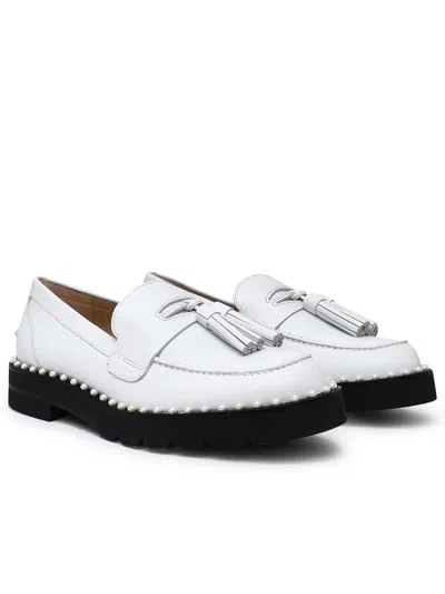 Shop Stuart Weitzman Mra Lift Leather Loafers In White