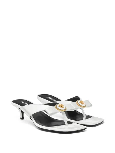 Shop Versace Gianni 45mm Sandals In White
