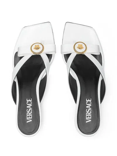 Shop Versace Gianni 45mm Sandals In White