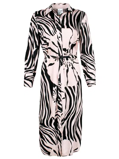 Shop Finley Tiger Alex Shirt Dress In Pale Pink/black In Multi