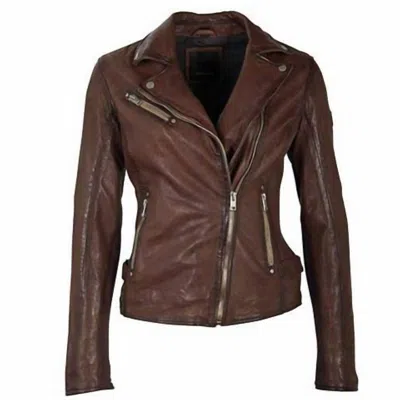 Shop Mauritius Leather Peace Sign Jacket In Brown