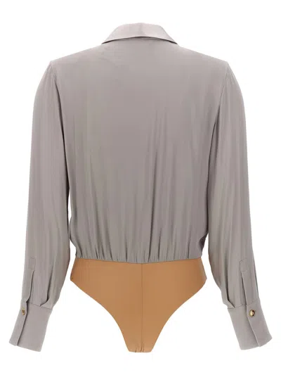 Shop Elisabetta Franchi Bodysuit Blouse In Gray
