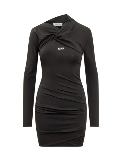 Shop Off-white Mini Fluid Dress In Black