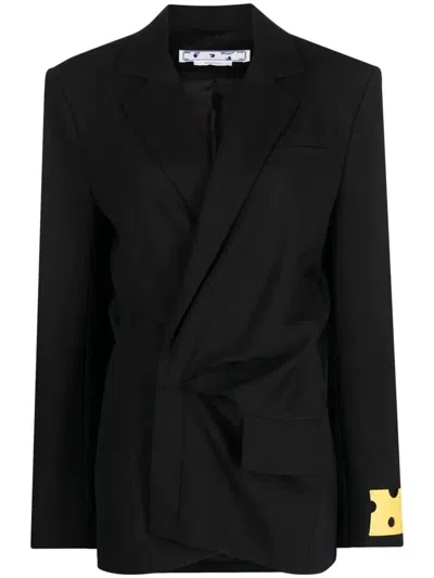 Shop Off-white Short Blazer Dress In Black