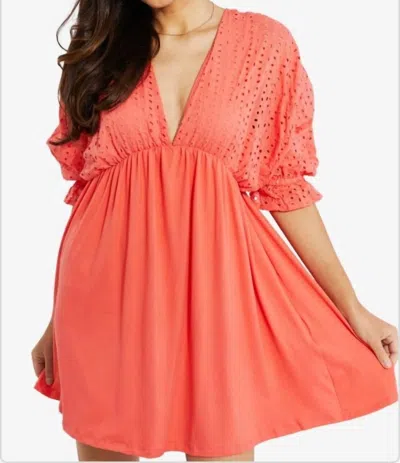 Shop Ninexis Ruffle Dress In Coral In Pink