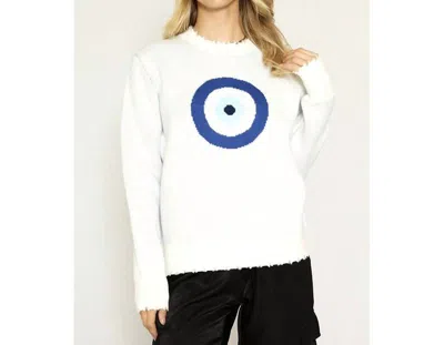 Shop Miss Sparkling Evil Eye Sweater In White