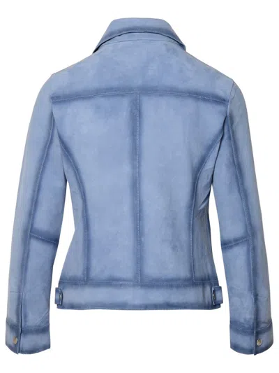 Shop Bully Light Blue Leather Jacket