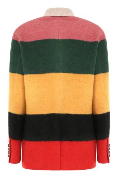 Shop Etro Striped Wool Coat In Multicolor