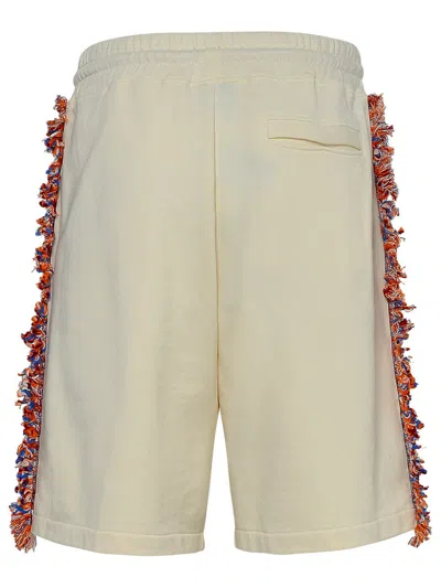 Shop Marcelo Burlon County Of Milan Cream Cotton Bermuda Shorts In Beige