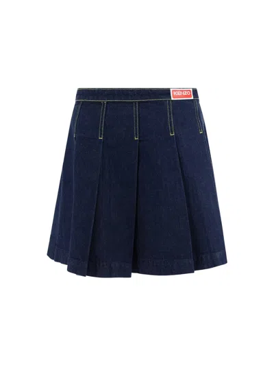 Shop Kenzo Skirts In Rinse Blue Denim